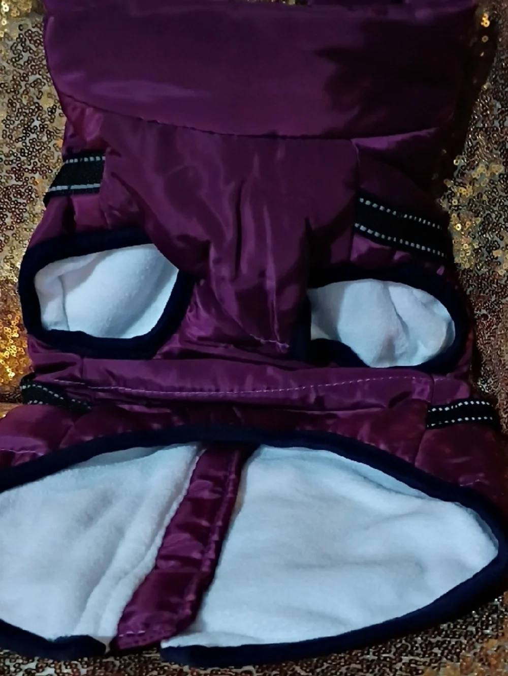 Dog Coat with Integrated Reflective Harness - Plum